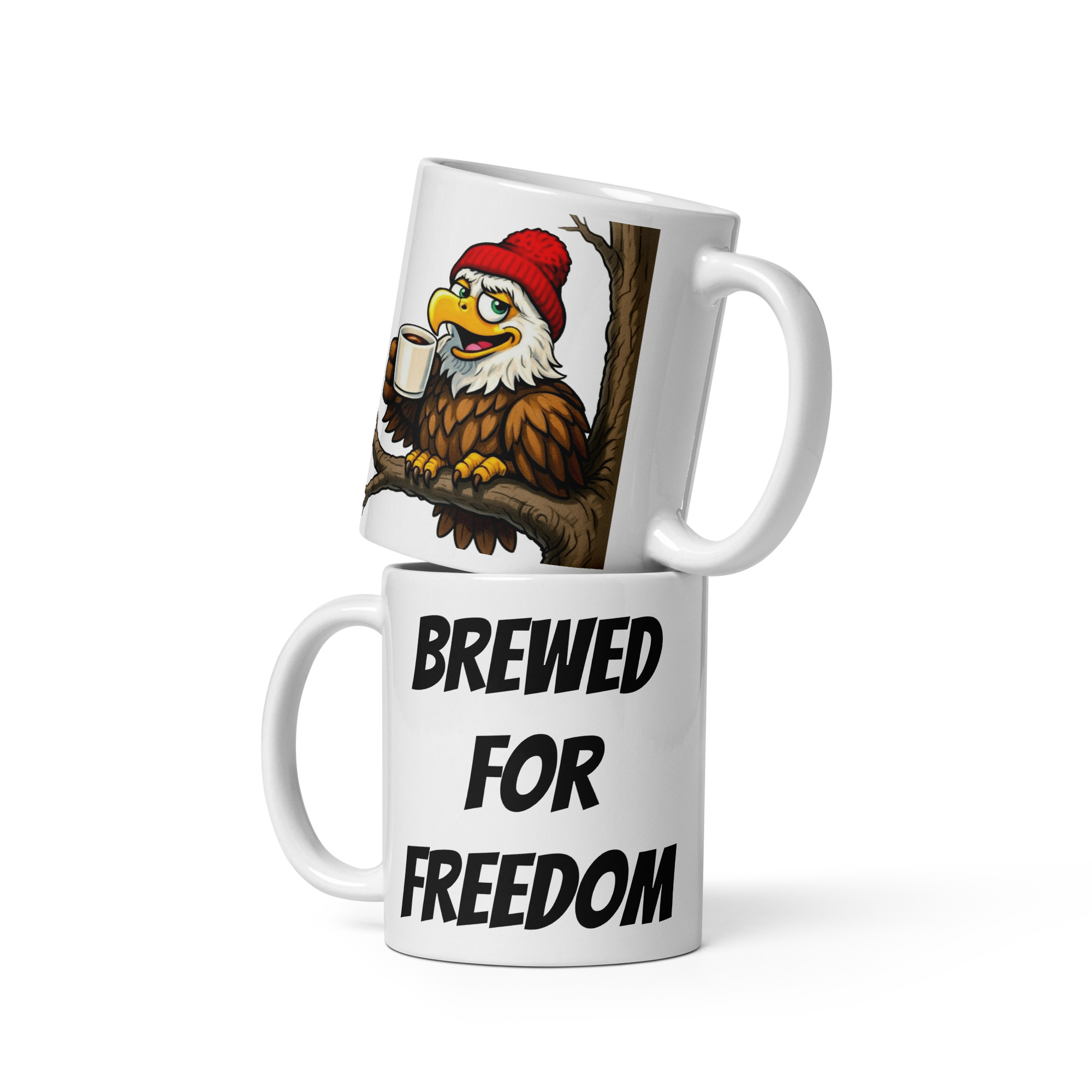 Brewed for Freedom - White glossy mug